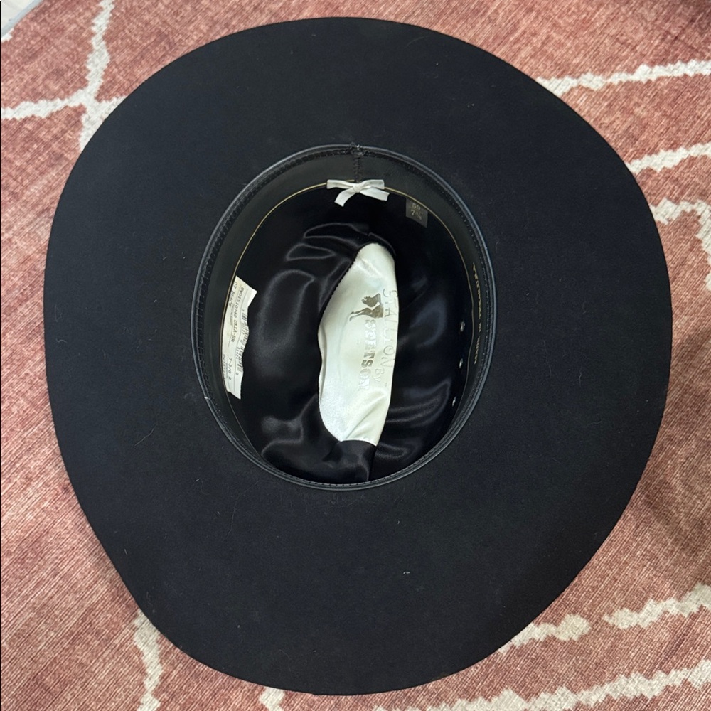Stetson Stallion Black XX Premium Wool Cowboy Hat 7 3/8 Made in USA - Picture 7 of 11